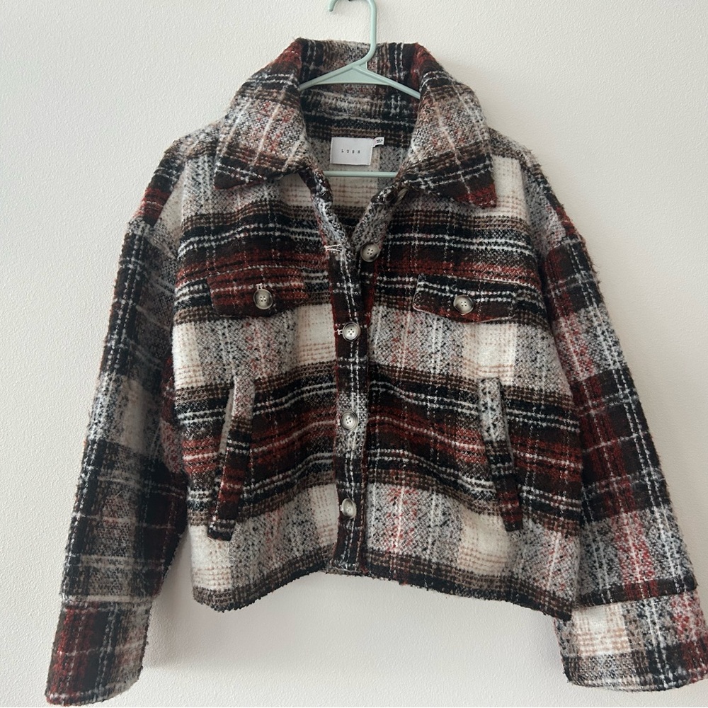 Lush Plaid/Flannel Cropped Jacket